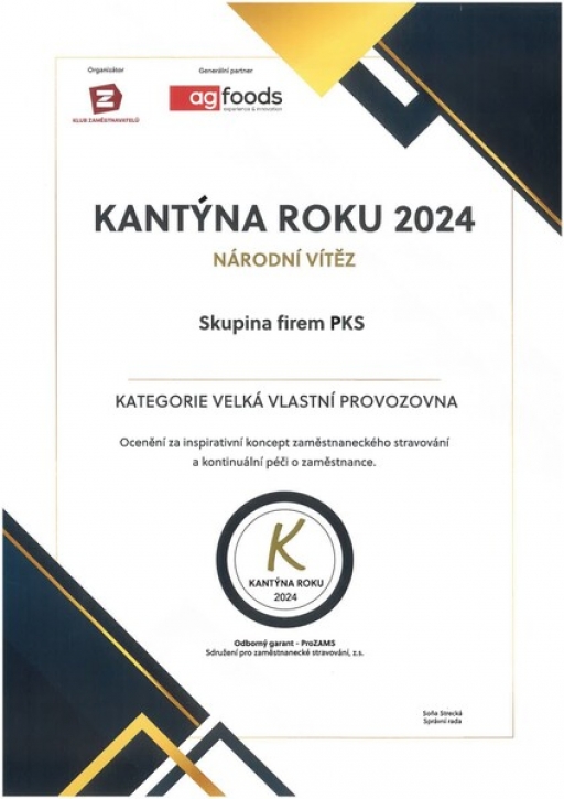 Získali jsme titul Kantýna roku 2024